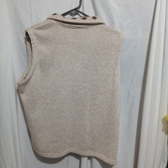 Blair Women's Vest Griaffe Appliques Embroidery Size Large  Cream Knit Zipper - Picture 7 of 10